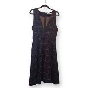 Crimson + Clover Wool V-Neck Plaid Vintage Jumper Dress Women's Gray Size Small